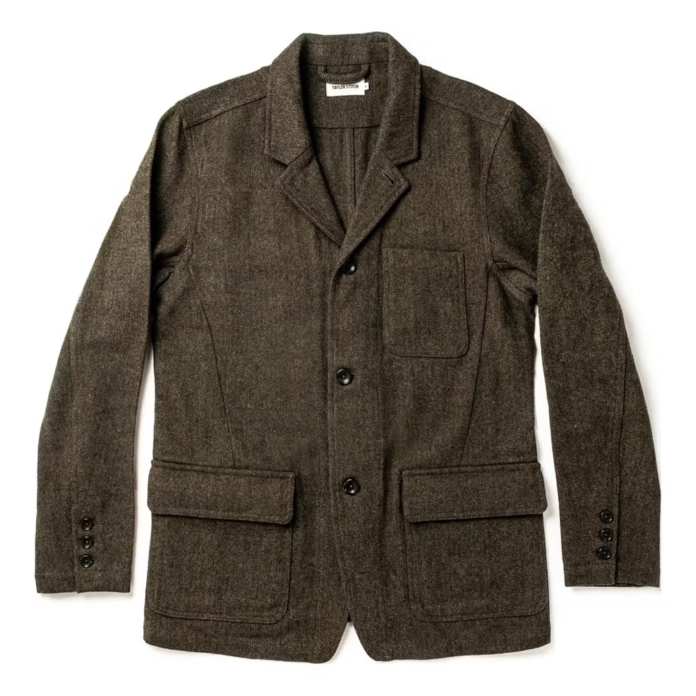 Taylor Stitch Gibson Jacket Olive Herringbone Wool size 38